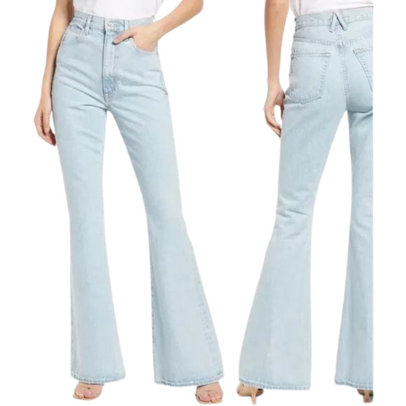 SLVRLAKE Jeans 30 Light Blue Wash Indiana Rigid High Rise Super Flare - Picture 1 of 16